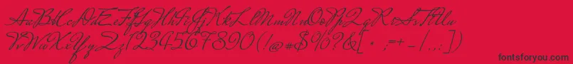 MrsSaintDelafield-Schriftart – Schwarze Schriften auf rotem Hintergrund