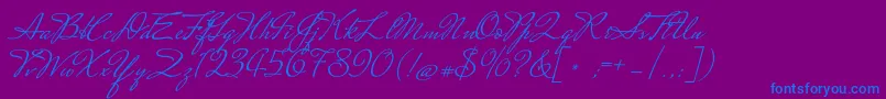 MrsSaintDelafield-Schriftart – Blaue Schriften auf violettem Hintergrund