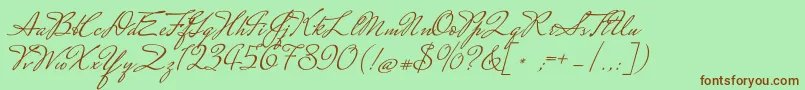 Fonte MrsSaintDelafield – fontes marrons em um fundo verde