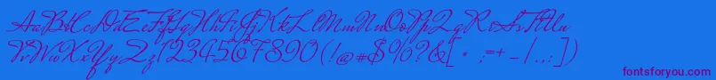 MrsSaintDelafield Font – Purple Fonts on Blue Background
