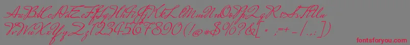 MrsSaintDelafield-fontti – punaiset fontit harmaalla taustalla