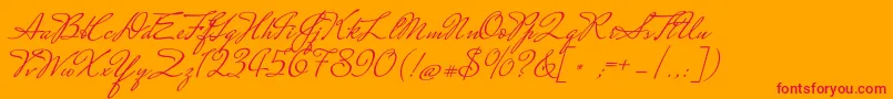 MrsSaintDelafield-fontti – punaiset fontit oranssilla taustalla