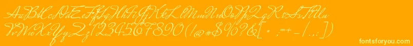 MrsSaintDelafield-Schriftart – Gelbe Schriften auf orangefarbenem Hintergrund