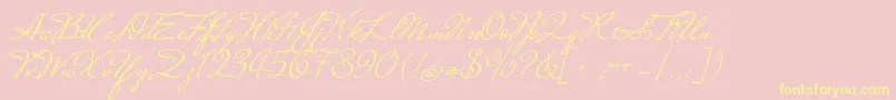 MrsSaintDelafield-Schriftart – Gelbe Schriften auf rosa Hintergrund