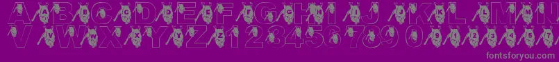 Fonte LmsGoingBatty – fontes cinzas em um fundo violeta