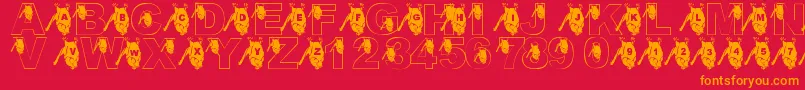LmsGoingBatty-Schriftart – Orangefarbene Schriften auf rotem Hintergrund