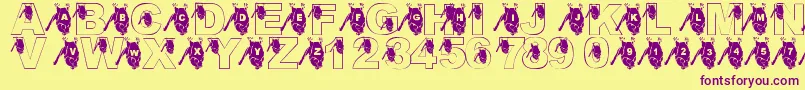 LmsGoingBatty Font – Purple Fonts on Yellow Background