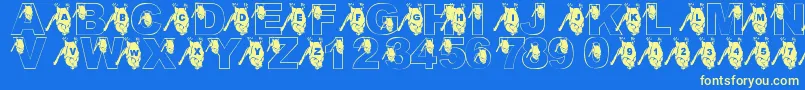 LmsGoingBatty Font – Yellow Fonts on Blue Background