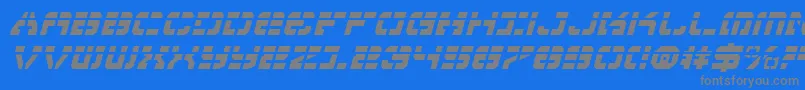VyperLaserItalic-fontti – harmaat kirjasimet sinisellä taustalla