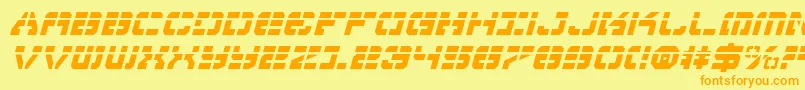 VyperLaserItalic-fontti – oranssit fontit keltaisella taustalla