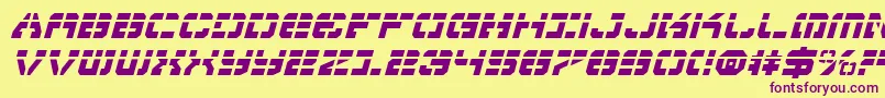 Fonte VyperLaserItalic – fontes roxas em um fundo amarelo