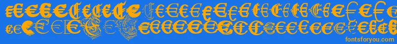 UbiqitaEuropa Font – Orange Fonts on Blue Background
