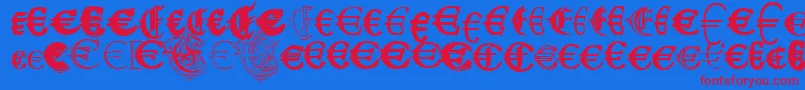 UbiqitaEuropa Font – Red Fonts on Blue Background