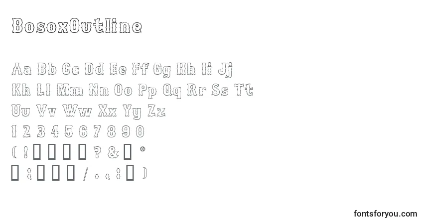 Schriftart BosoxOutline – Alphabet, Zahlen, spezielle Symbole