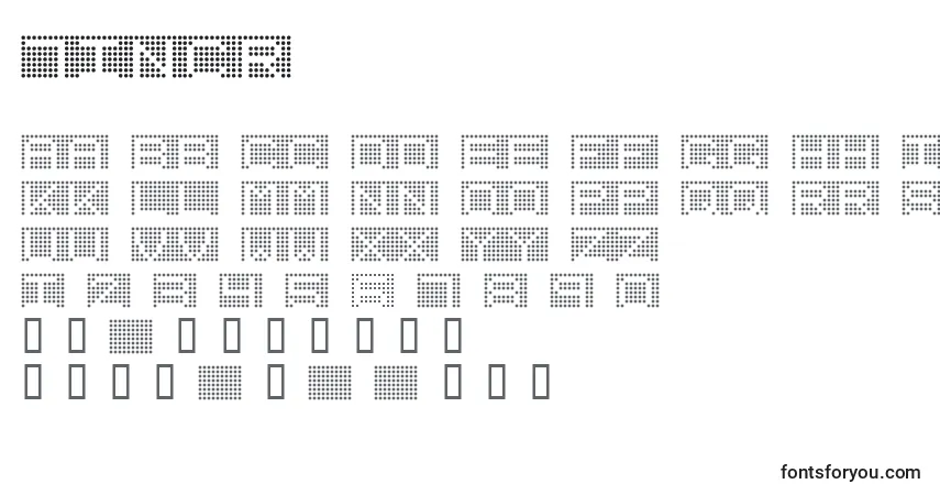 A fonte 7incr – alfabeto, números, caracteres especiais