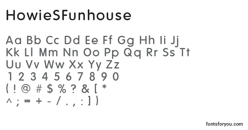 A fonte HowieSFunhouse – alfabeto, números, caracteres especiais