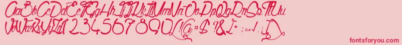 QualityStreet-Schriftart – Rote Schriften auf rosa Hintergrund