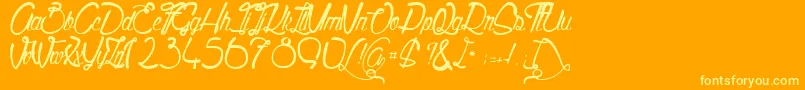 QualityStreet-Schriftart – Gelbe Schriften auf orangefarbenem Hintergrund