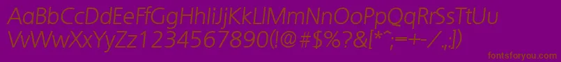 QuebecLightita-fontti – ruskeat fontit violetilla taustalla
