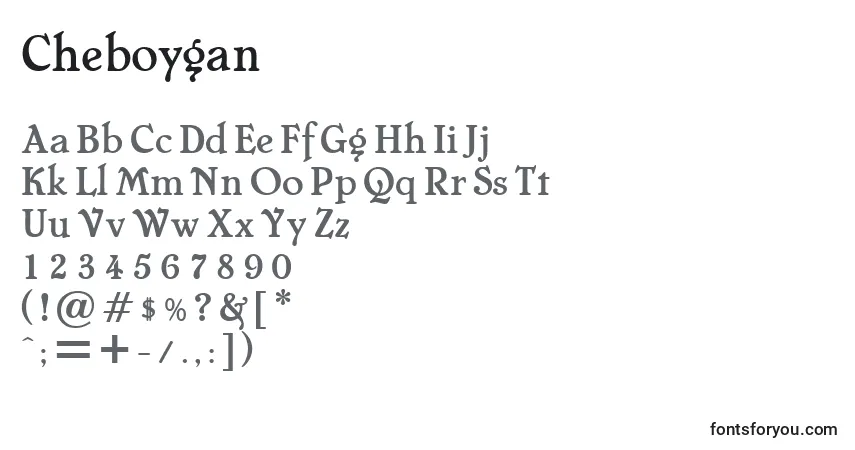 Cheboygan-fontti – aakkoset, numerot, erikoismerkit