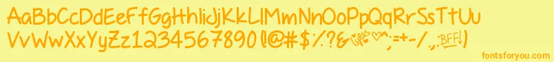 Czcionka PassingNotes – pomarańczowe czcionki na żółtym tle