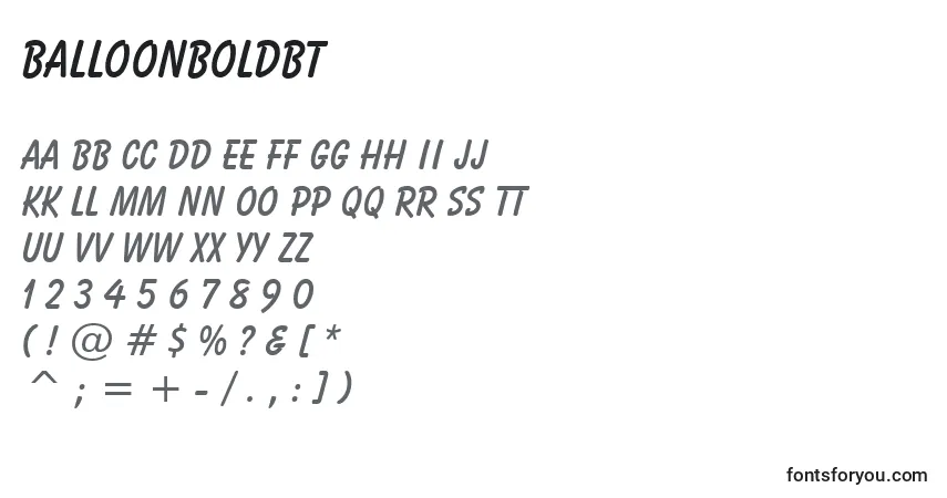 Шрифт BalloonBoldBt – алфавит, цифры, специальные символы