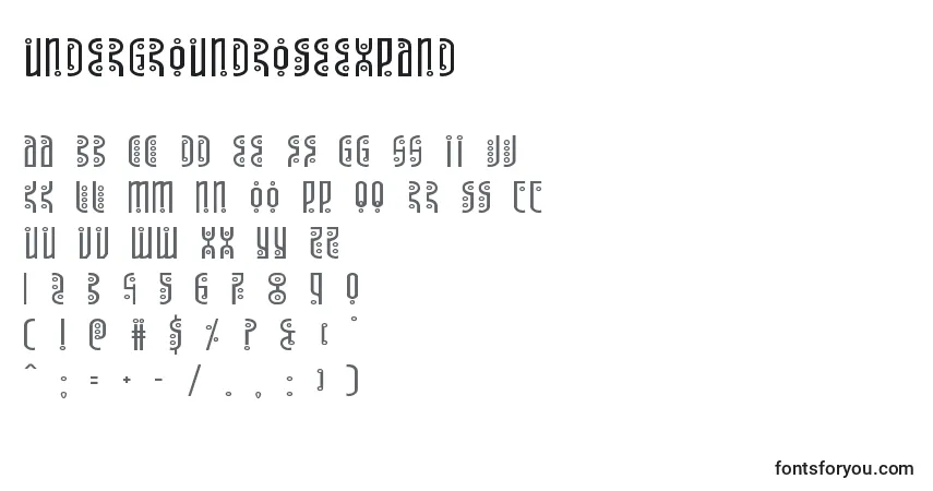 Undergroundroseexpand font – alphabet, numbers, special characters