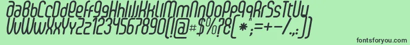 SenziBoldItalic-fontti – mustat fontit vihreällä taustalla