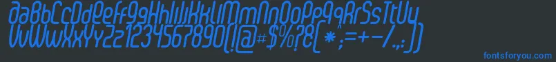 SenziBoldItalic-Schriftart – Blaue Schriften auf schwarzem Hintergrund