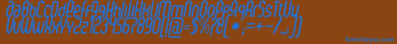 SenziBoldItalic Font – Blue Fonts on Brown Background