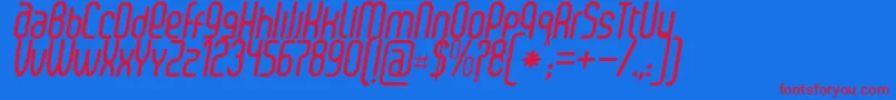 SenziBoldItalic Font – Red Fonts on Blue Background