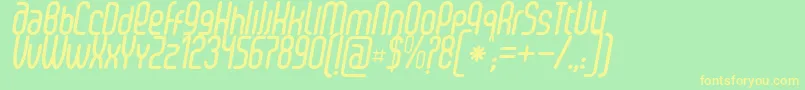 SenziBoldItalic-fontti – keltaiset fontit vihreällä taustalla