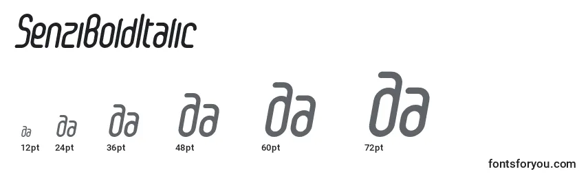 Размеры шрифта SenziBoldItalic