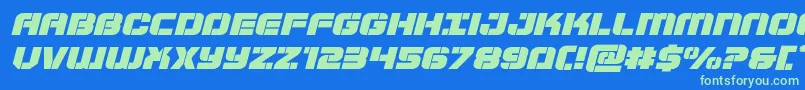 Supersubmarineexpandital Font – Green Fonts on Blue Background