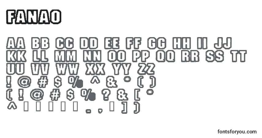 Schriftart Fanao – Alphabet, Zahlen, spezielle Symbole