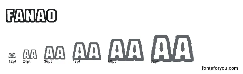 Размеры шрифта Fanao