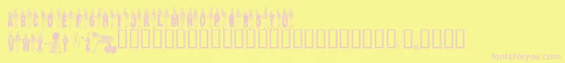 Dancing-Schriftart – Rosa Schriften auf gelbem Hintergrund