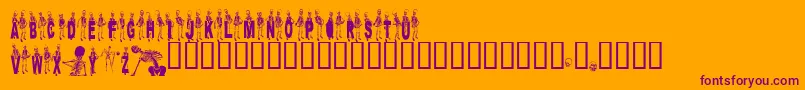 Dancing-Schriftart – Violette Schriften auf orangefarbenem Hintergrund