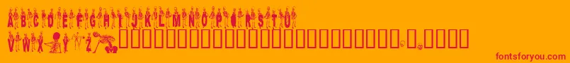 Czcionka Dancing – czerwone czcionki na pomarańczowym tle