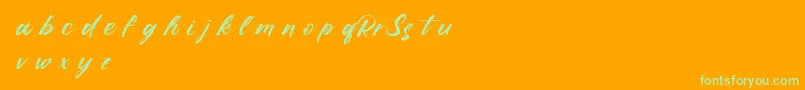 Шрифт RufflescriptDemo – зелёные шрифты на оранжевом фоне