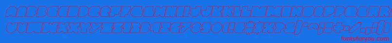 Vxrocketoutital-Schriftart – Rote Schriften auf blauem Hintergrund