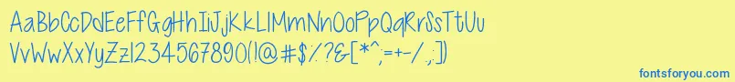 CutiePatootieSkinny Font – Blue Fonts on Yellow Background
