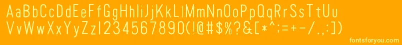 Więcej informacji o czcionce TomatoroundcondensedThin Czcionka TomatoroundcondensedThin – żółte czcionki na pomarańczowym tle