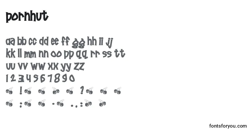 A fonte Pornhut – alfabeto, números, caracteres especiais