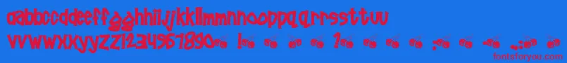 Czcionka Pornhut – czerwone czcionki na niebieskim tle
