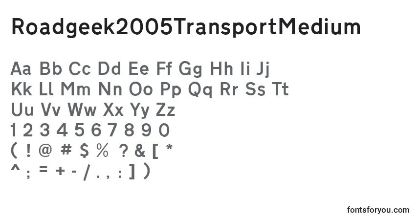 Roadgeek2005TransportMedium-fontti – aakkoset, numerot, erikoismerkit