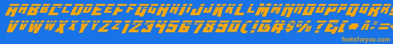 フォントWbv4l – オレンジ色の文字が青い背景にあります。