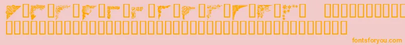 フォントCorners1 – オレンジの文字がピンクの背景にあります。