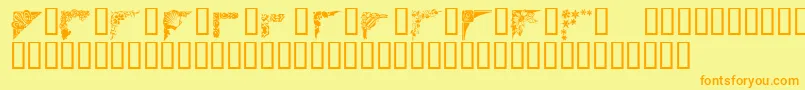 フォントCorners1 – オレンジの文字が黄色の背景にあります。