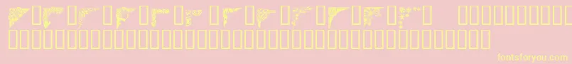 Corners1-fontti – keltaiset fontit vaaleanpunaisella taustalla